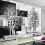 Black White Tree with Abstract Cube Wallpaper Mural
