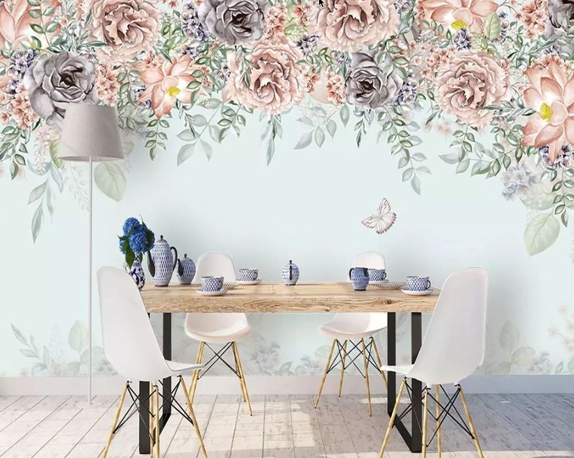 Nostalgic Dark Vine Flowers Wallpaper Mural
