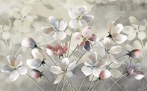 Papier peint panoramique floral pastel à l'huile