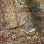 Antique style wallpaper mural with tulip vase medallion, floral tile panels and burgundy borders