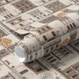 Vintage city wallpaper with illustrated European townhouses, lamps, bicycles, benches and orange-gold trees