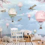 Cherry Blossom with Soft Hot Air Balloon Wallpaper Mural