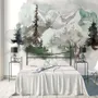 Winter Forest and Horned Deer Wallpaper Mural