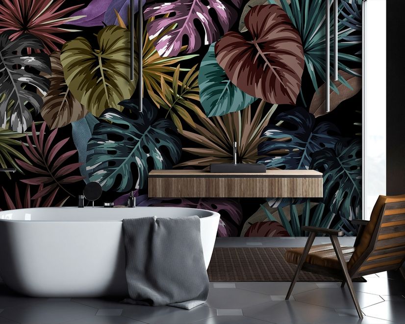 Colorful Tropical Leaf Wallpaper Mural