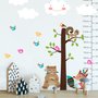 Kinder Niedlicher Fuchs und Bär und Cartoon-Baum mit kleinen Vögeln Wandtattoo