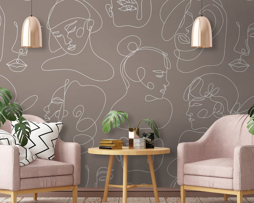 Elegant Abstract Faces Wallpaper Mural