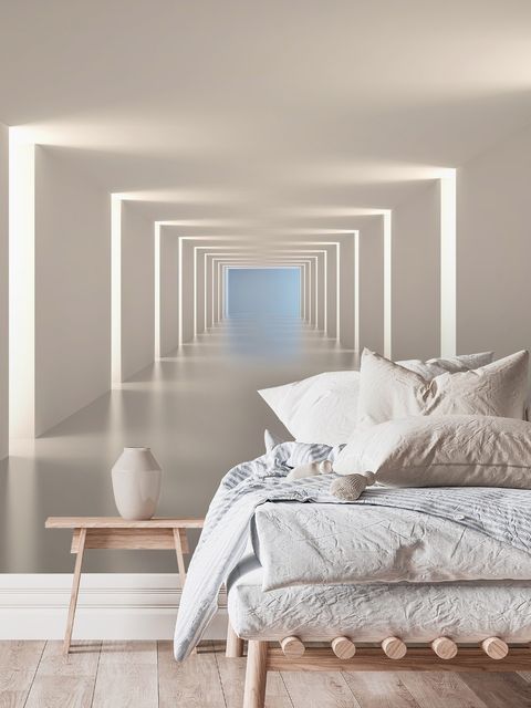 3D Look Illustrational Abstract White Corridor Wallpaper Mural
