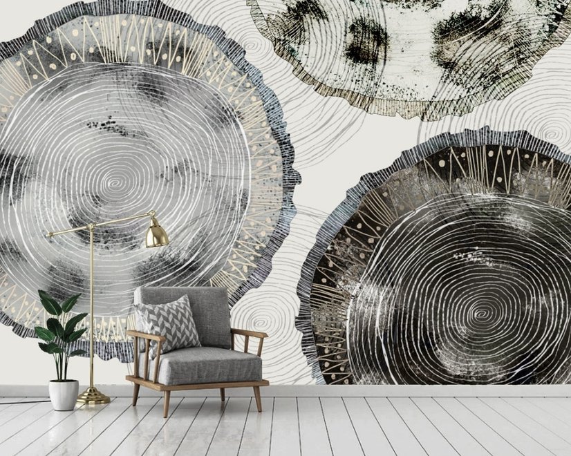 Watercolor Abstract Round Art Wallpaper Mural