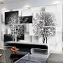 Papier peint panoramique arbre noir et blanc avec cubes abstraits