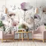 Watercolor Dark Poppy Flowers Wallpaper Mural