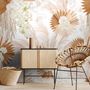 Neutrale Boho-Pflanzen mit Palmenblatt Fototapete