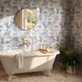 Jungle wallpaper with animals in navy toile, showing tigers, elephants and monkeys on an ivory cream ground