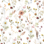 Watercolor Soft Wild Flowers Pattern Wallpaper