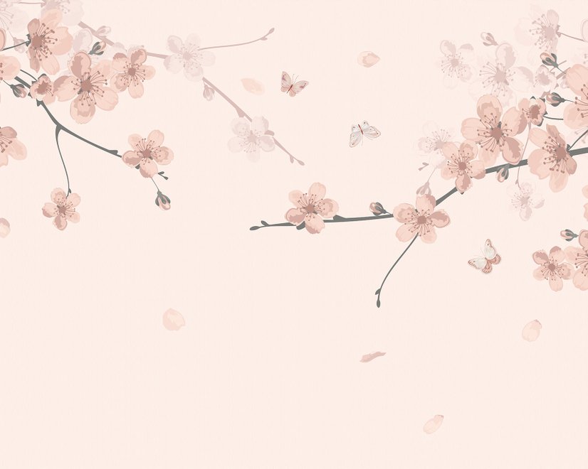 Papier peint art floral prune