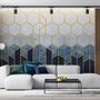 Geometric Dark Blue Honeycomb Wallpaper Mural