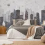 Vintage Geometric City Wallpaper Mural