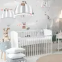 Cute Animals Playing Skate on the Snowy Mountain with Hot Air Balloon Wallpaper Mural