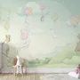 Animals Flying with Balloon Wallpaper Mural