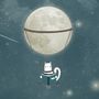 Swinging Cat with Shining Moon Children Wallpaper Mural