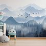 Monochrome Mountainscape with Misty Forest Wallpaper Mural