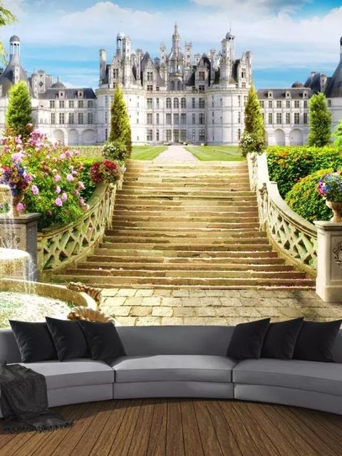 Papier peint panoramique des jardins du palais et du château