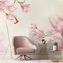 Watercolor Pink Magnolia Blossom Wallpaper Mural