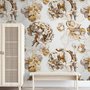 Papier peint panoramique floral blanchâtre