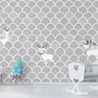 Kids Gray Fishscale Pattern and White Deer Wallpaper Mural