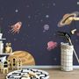 Watercolor Cartoon Space with Planets Wallpaper Mural
