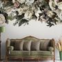 Retro Dark White Flowers Wallpaper Mural