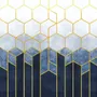 Geometric Dark Blue Honeycomb Wallpaper Mural