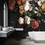Fototapete Goldene Ära Große und Dunkle Blumen