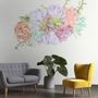 Watercolor Soft Echeveria Cactus Florals Wall Decal Sticker