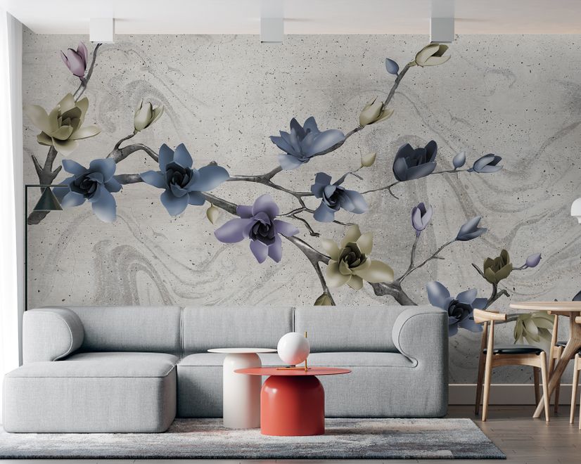 Retro Magnolia Blossom Wallpaper Mural