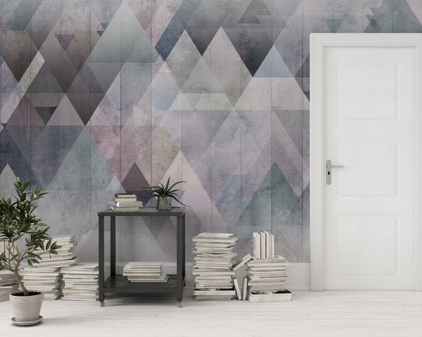 Watercolor Geometric Triangle Pattern Wallpaper Mural