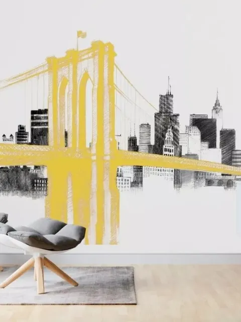 Papier peint panoramique de la ville de Brooklyn en aquarelle