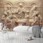3D Embossed Look Cement Religious Sculpture Wallpaper Mural