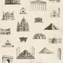 Vintage World Architecture Sketch Wallpaper Mural