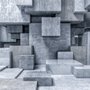 Fototapete 3D-Look Betonstil Graue Abstrakte Würfel