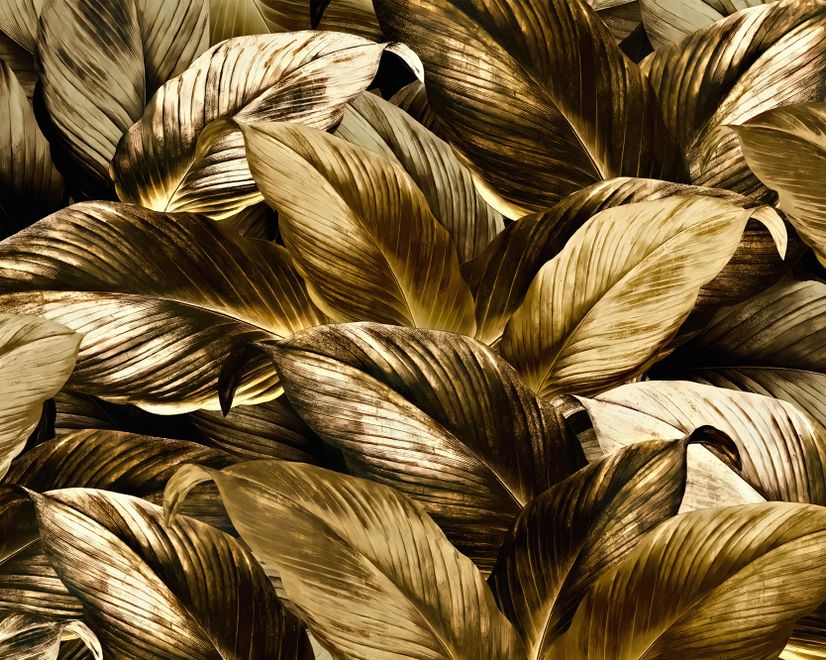 Elegant Golden Dead Leaf Wallpaper Mural