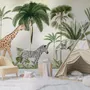 Kids Wild Tropical Animals with Palm Trees Wallpaper Mural
