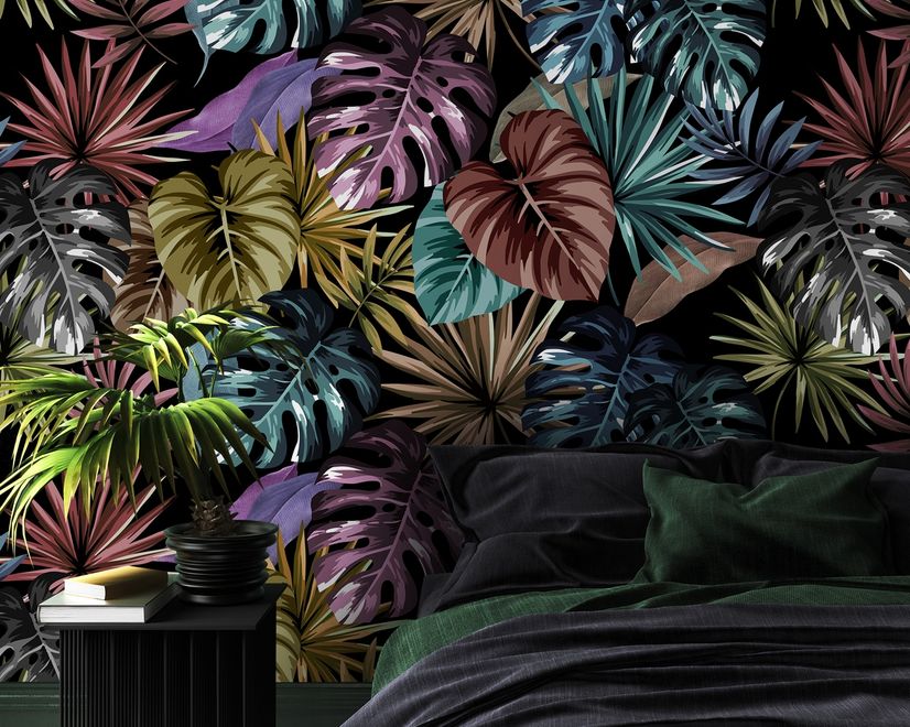 Colorful Tropical Leaf Wallpaper Mural