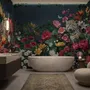 Elegante tropische botanische Blumen- und Leoparden-Fototapete