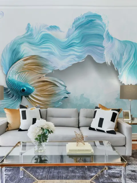 Abstract Guppy Fish Wallpaper Mural