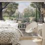 Soft Drawing Forest with Marble Fountain Wallpaper Mural