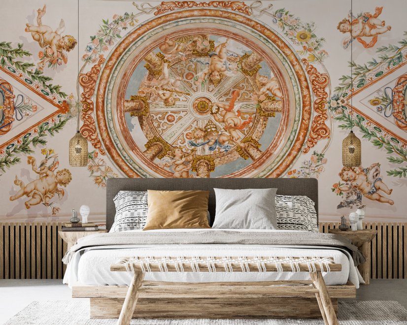 Ceiling Sculpture Angel Greek Wallpaper Mural