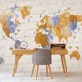 Orange World Map Wallpaper Mural
