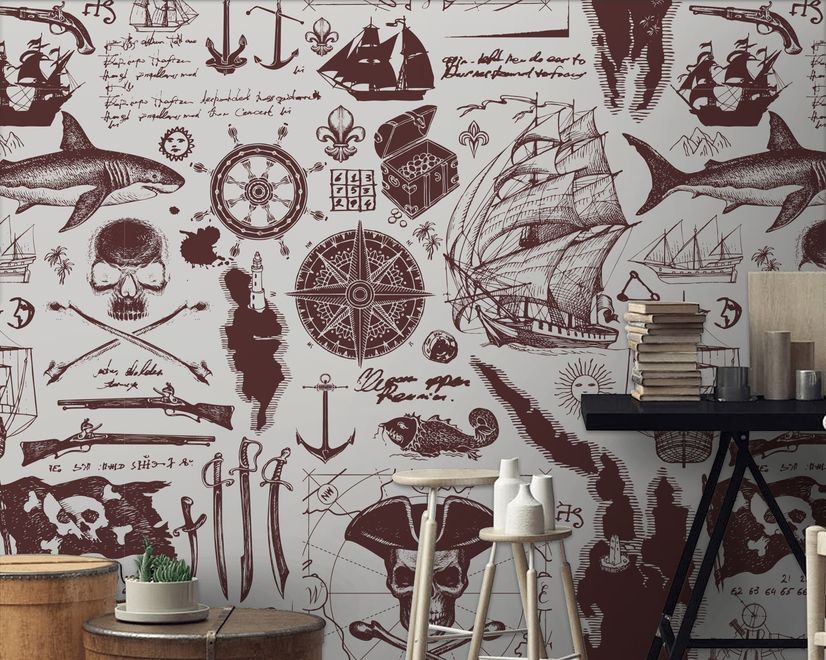 Sailor Map Adventure Kids Wallpaper Mural