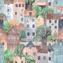 Kids Small Town Cute Watercolor House Wallpaper Mural