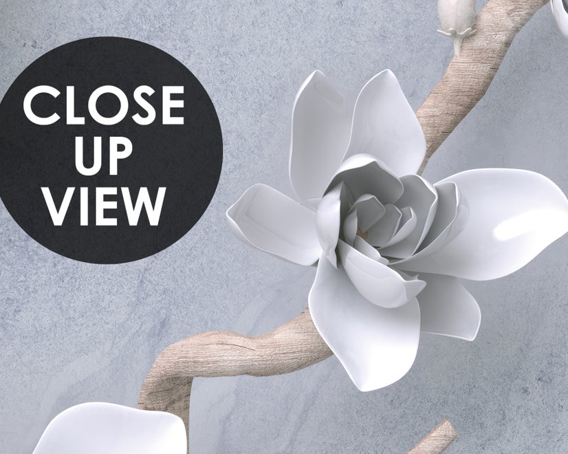 Papier peint artistique fleurs et branches de magnolia